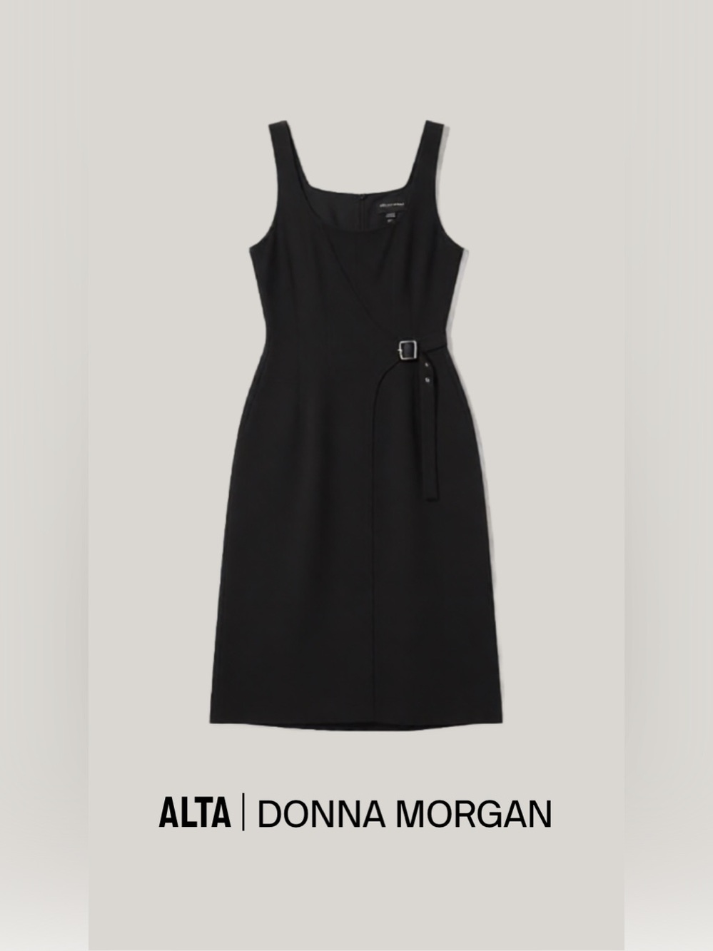 Donna Morgan Black Sleeveless Midi Dress with Side Belt